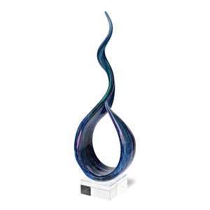 Homeroots 19" Blue And Green Murano Glass Modern Abstract Tabletop Sculpture  Murano Glass 376070