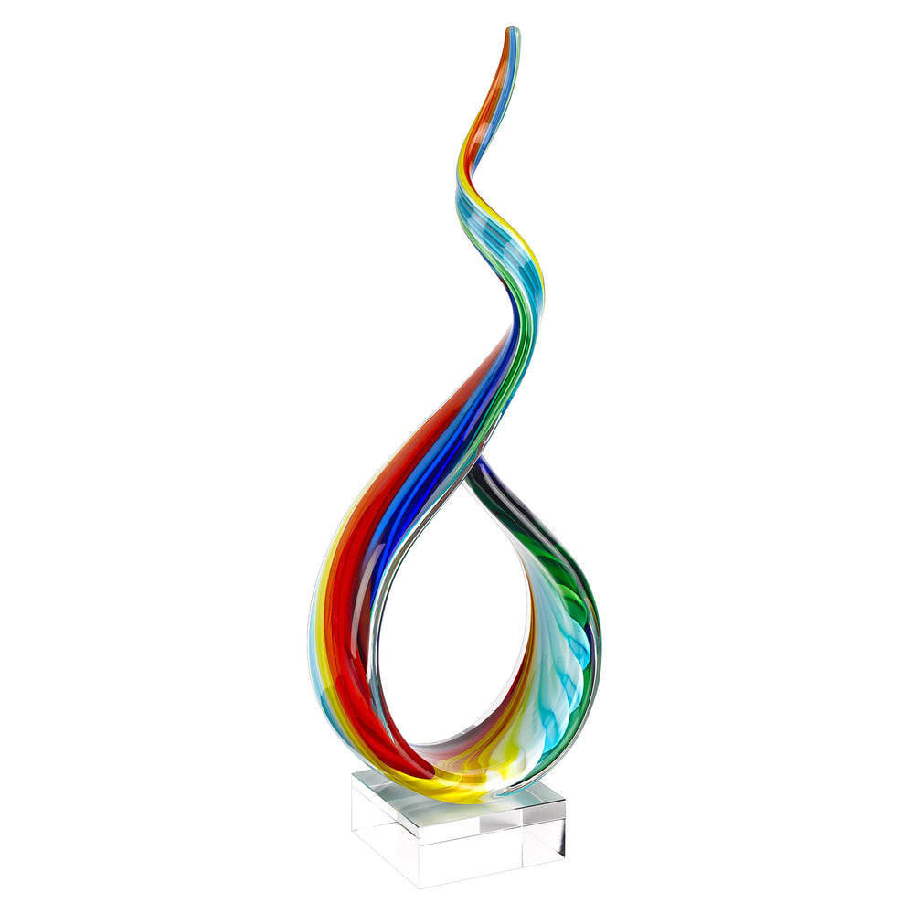 Homeroots 19" Rainbow Murano Glass Modern Abstract Tabletop Sculpture  Murano Glass 376071