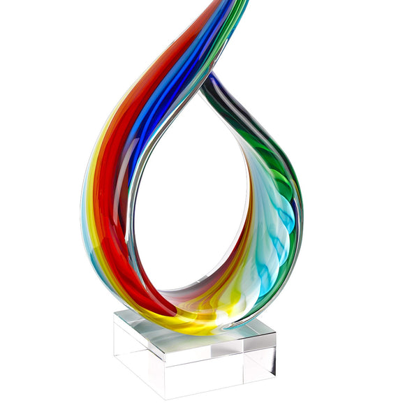 Homeroots 19" Rainbow Murano Glass Modern Abstract Tabletop Sculpture  Murano Glass 376071