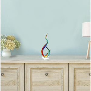 Homeroots 19" Rainbow Murano Glass Modern Abstract Tabletop Sculpture  Murano Glass 376071