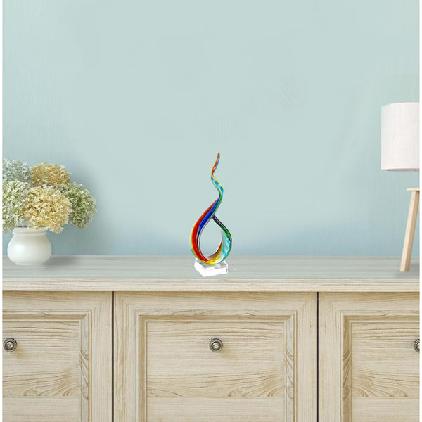 Homeroots 19" Rainbow Murano Glass Modern Abstract Tabletop Sculpture  Murano Glass 376071