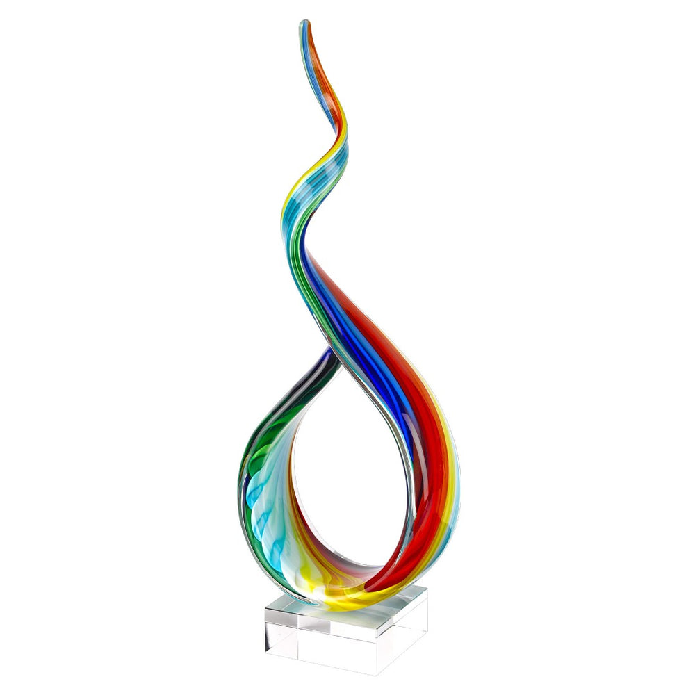 HomeRoots 19" Rainbow Murano Glass Abstract Sculpture – Handcrafted Art Piece for Modern Home Décor & Gifts 376071