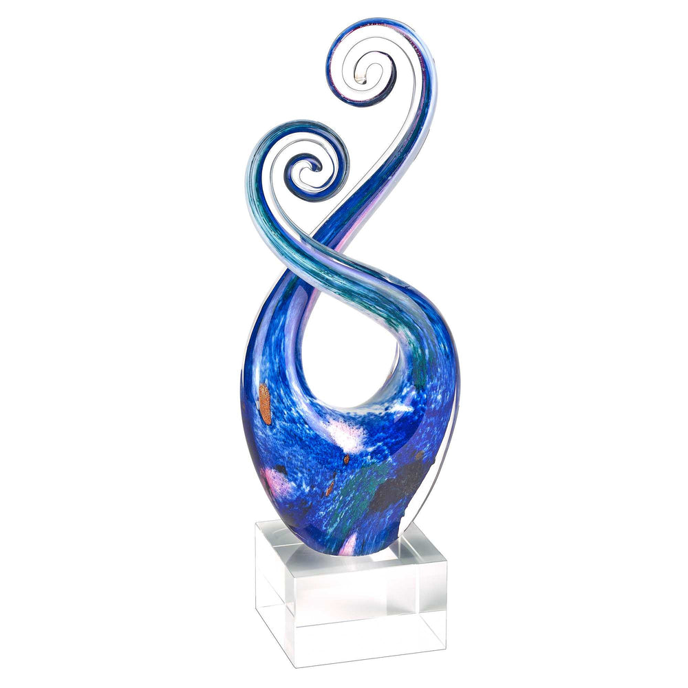 Homeroots 12" Blue And Green Murano Glass Modern Abstract Tabletop Sculpture  Murano Glass 376072