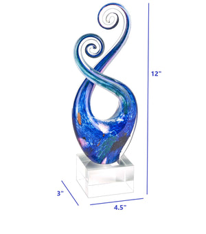 Homeroots 12" Blue And Green Murano Glass Modern Abstract Tabletop Sculpture  Murano Glass 376072