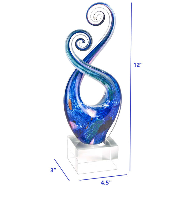 Homeroots 12" Blue And Green Murano Glass Modern Abstract Tabletop Sculpture  Murano Glass 376072