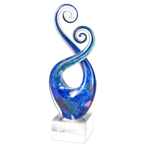 Homeroots 12" Blue And Green Murano Glass Modern Abstract Tabletop Sculpture  Murano Glass 376072
