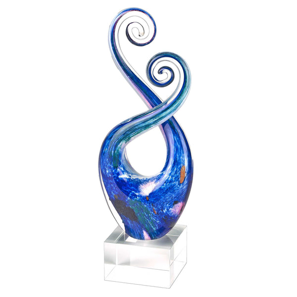 Homeroots 12" Blue And Green Murano Glass Modern Abstract Tabletop Sculpture  Murano Glass 376072