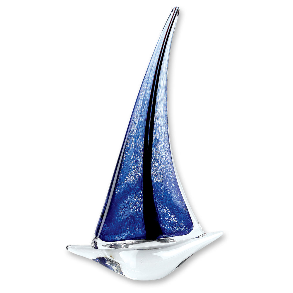 Homeroots 9" Clear And Blue Murano Glass Modern Abstract Tabletop Sculpture  Murano Glass 376073
