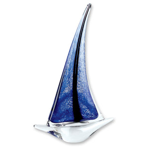 Homeroots 9" Clear And Blue Murano Glass Modern Abstract Tabletop Sculpture  Murano Glass 376073