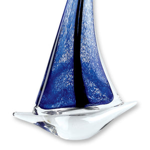Homeroots 9" Clear And Blue Murano Glass Modern Abstract Tabletop Sculpture  Murano Glass 376073