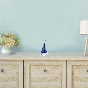 Homeroots 9" Clear And Blue Murano Glass Modern Abstract Tabletop Sculpture  Murano Glass 376073