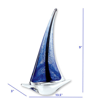 Homeroots 9" Clear And Blue Murano Glass Modern Abstract Tabletop Sculpture  Murano Glass 376073