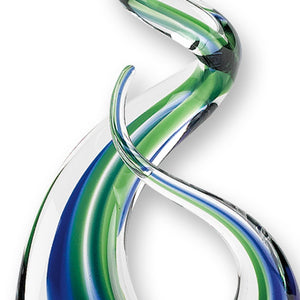 Homeroots 14" Clear Blue And Green Murano Glass Modern Abstract Tabletop Sculpture  Murano Glass 376074