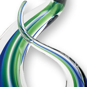 Homeroots 14" Clear Blue And Green Murano Glass Modern Abstract Tabletop Sculpture  Murano Glass 376074