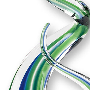 Homeroots 14" Clear Blue And Green Murano Glass Modern Abstract Tabletop Sculpture  Murano Glass 376074