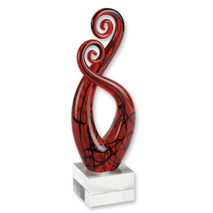Homeroots 13" Clear Burgundy And Black Murano Glass Modern Abstract Tabletop Sculpture  Murano Glass 376075