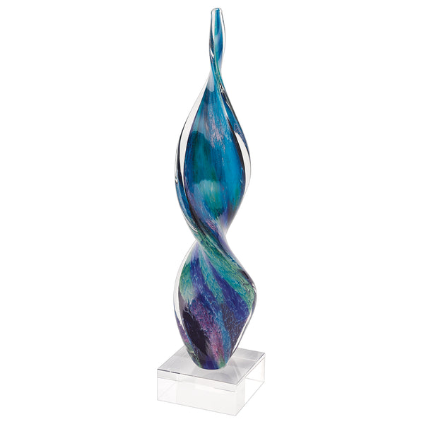 Homeroots 18" Blue And Green Murano Glass Modern Abstract Tabletop Sculpture  Murano Glass 376077