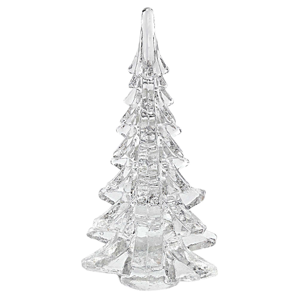 Homeroots 10" Mouth Blown Clear Glass Christmas Tree Sculpture  Crystal 376078