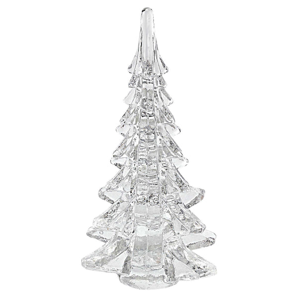 Homeroots 10" Mouth Blown Clear Glass Christmas Tree Sculpture  Crystal 376078