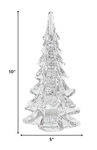Homeroots 10" Mouth Blown Clear Glass Christmas Tree Sculpture  Crystal 376078