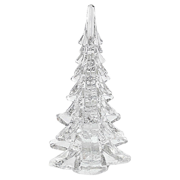 Homeroots 10" Mouth Blown Clear Glass Christmas Tree Sculpture  Crystal 376078