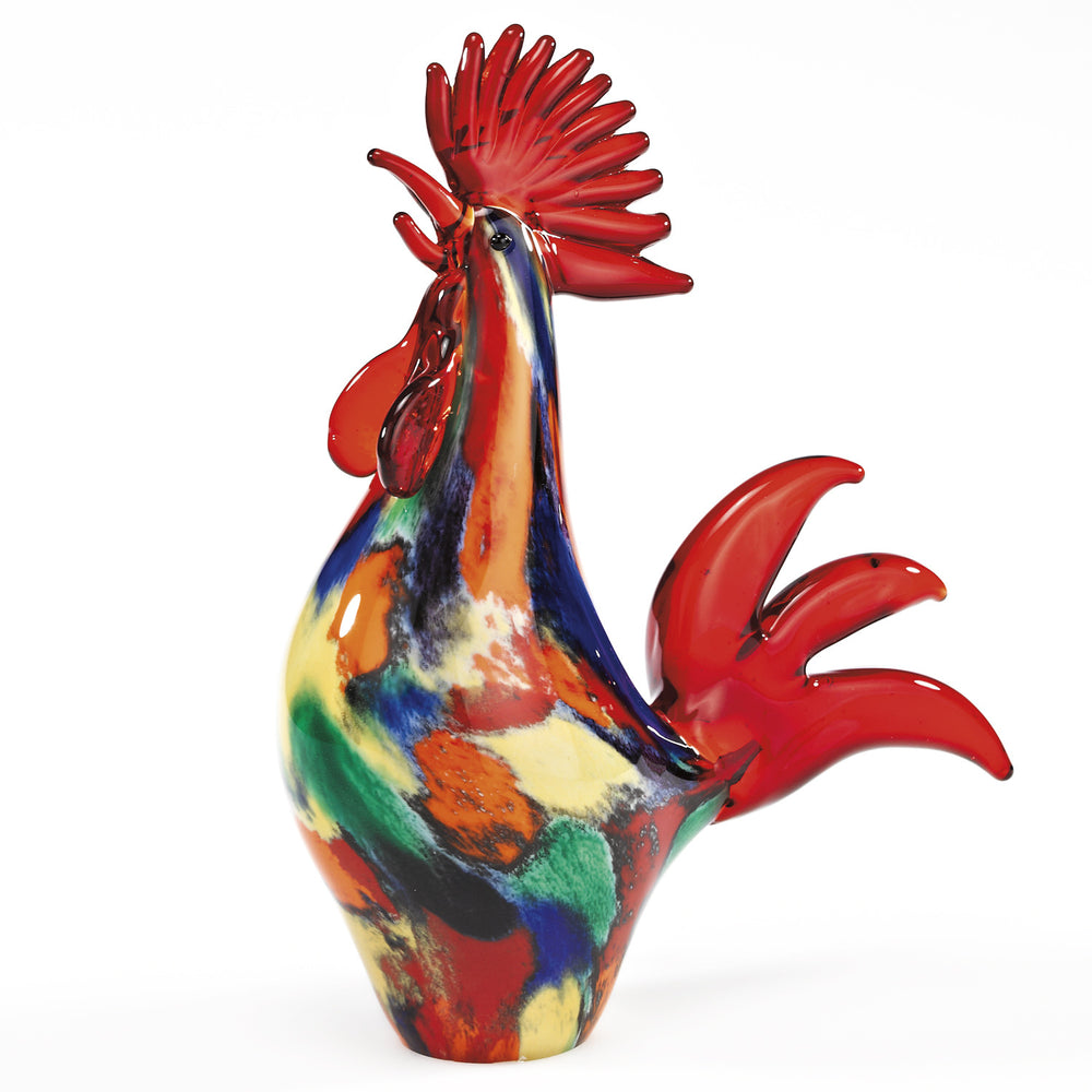 Homeroots 11" Red Murano Glass Rooster Figurine Tabletop Sculpture  Murano Glass 376079
