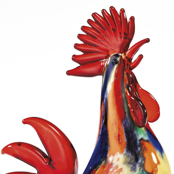 Homeroots 11" Red Murano Glass Rooster Figurine Tabletop Sculpture  Murano Glass 376079