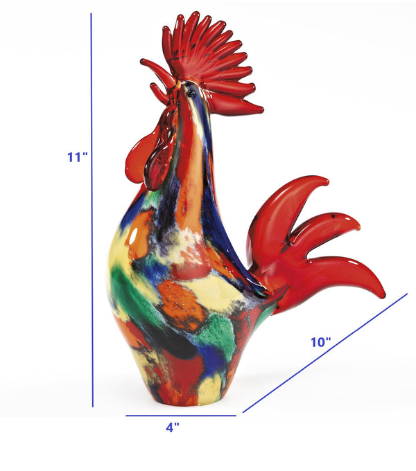 Homeroots 11" Red Murano Glass Rooster Figurine Tabletop Sculpture  Murano Glass 376079