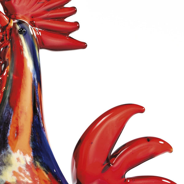 Homeroots 11" Red Murano Glass Rooster Figurine Tabletop Sculpture  Murano Glass 376079