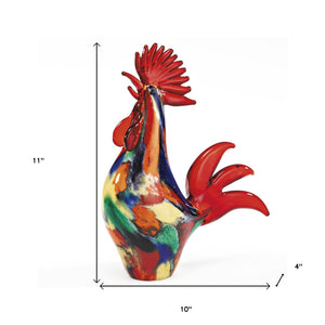 Homeroots 11" Red Murano Glass Rooster Figurine Tabletop Sculpture  Murano Glass 376079