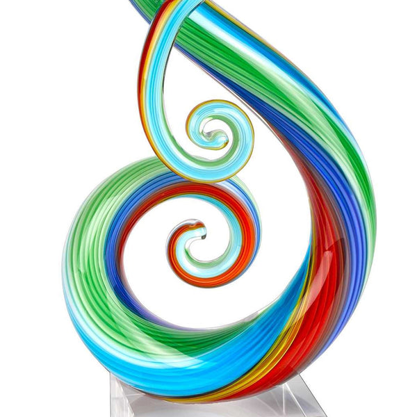 Homeroots 12" Clear And Rainbow Murano Glass Modern Abstract Tabletop Sculpture  Murano Glass 376080