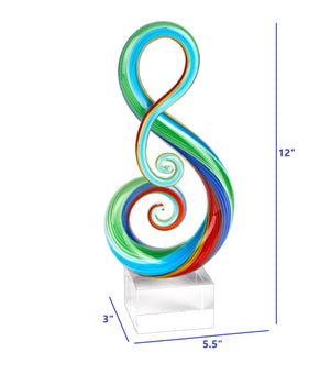 Homeroots 12" Clear And Rainbow Murano Glass Modern Abstract Tabletop Sculpture  Murano Glass 376080