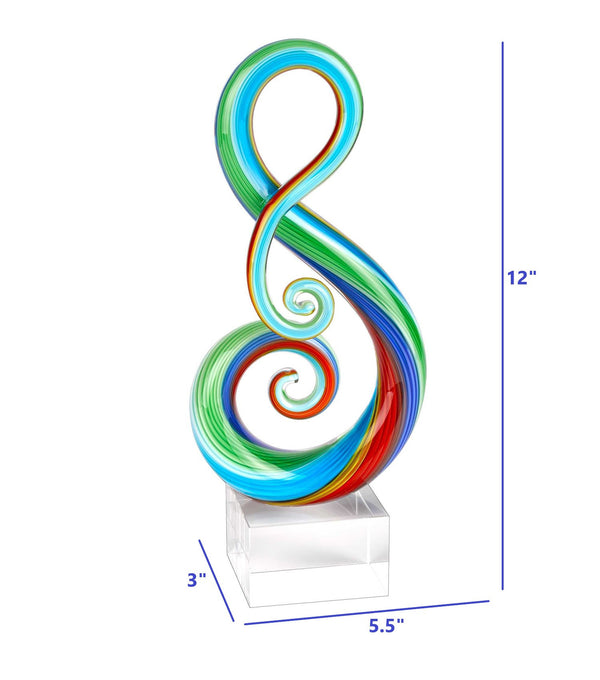 Homeroots 12" Clear And Rainbow Murano Glass Modern Abstract Tabletop Sculpture  Murano Glass 376080