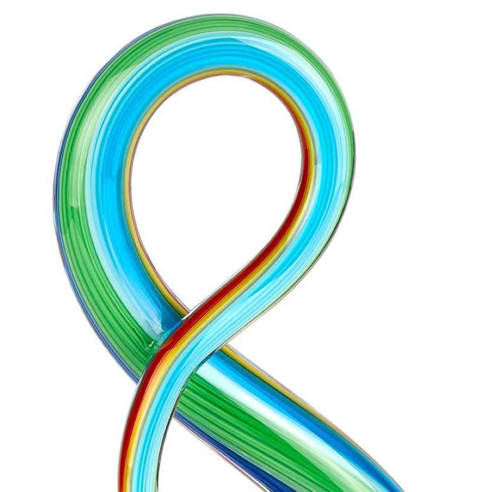 HomeRoots 12" Handcrafted Rainbow Murano Glass Musical-Note Sculpture - Vibrant Contemporary Home Accent Piece 376080