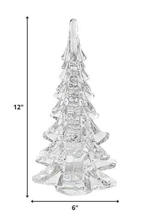 Homeroots 12" Mouth Blown Clear Glass Christmas Tree Sculpture  Glass 376081