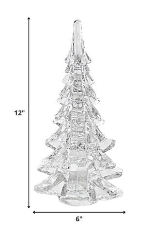 Homeroots 12" Mouth Blown Clear Glass Christmas Tree Sculpture  Glass 376081