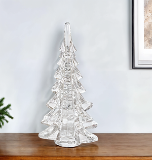 Homeroots 12" Mouth Blown Clear Glass Christmas Tree Sculpture  Glass 376081