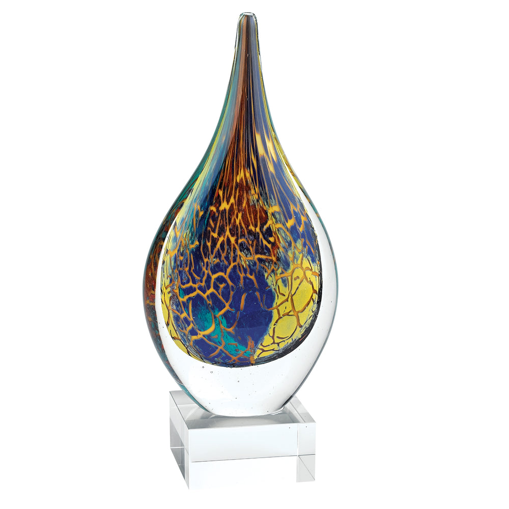 Homeroots 12" Blue And Yellow Murano Glass Modern Abstract Tabletop Sculpture  Murano Glass 376082