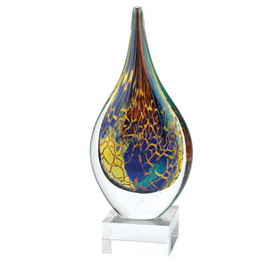 Homeroots 12" Blue And Yellow Murano Glass Modern Abstract Tabletop Sculpture  Murano Glass 376082