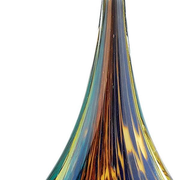 Homeroots 12" Blue And Yellow Murano Glass Modern Abstract Tabletop Sculpture  Murano Glass 376082