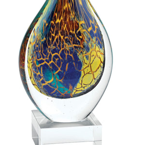 Homeroots 13" Blue And Yellow Murano Glass Modern Abstract Tabletop Sculpture  Murano Glass 376083