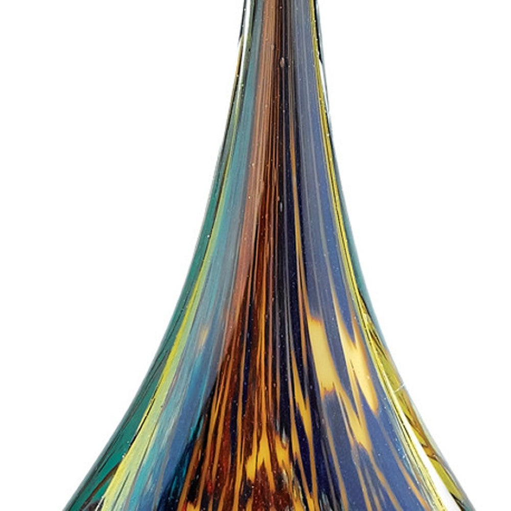 HomeRoots 13" Vibrant Blue and Yellow Murano Glass Modern Abstract Sculpture for Unique Home Décor Accents 376083