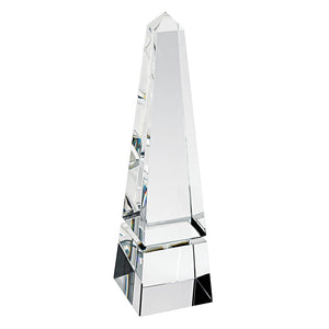 HomeRoots 11" Clear Crystal Obelisk Statue - Handcrafted Decorative Accent for Home, Office, or Gift Giving 376089