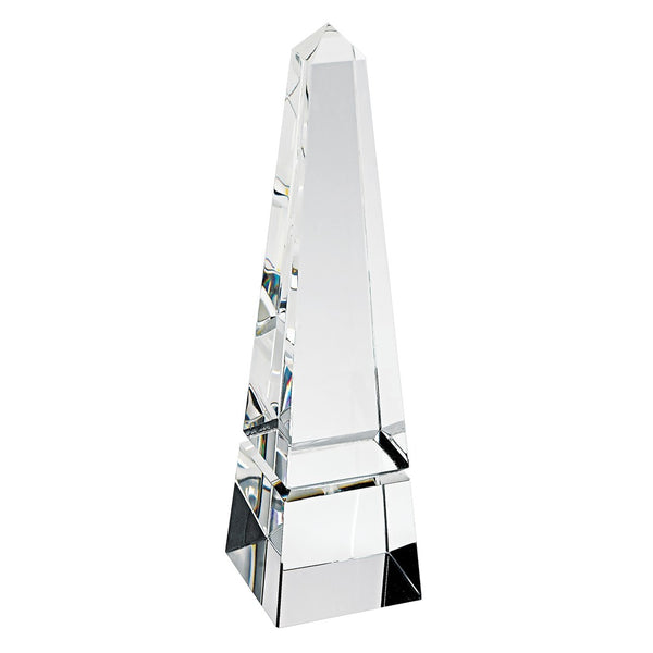 HomeRoots 11" Clear Crystal Obelisk Statue - Handcrafted Decorative Accent for Home, Office, or Gift Giving 376089