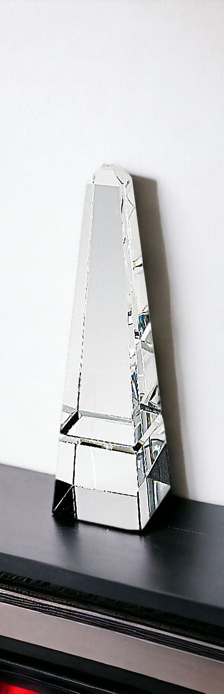 Homeroots 11" Clear Crystal Obelisk Statue  Crystal 376089