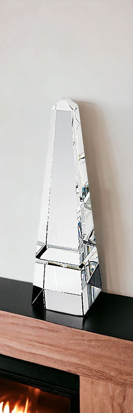 Homeroots 11" Clear Crystal Obelisk Statue  Crystal 376089