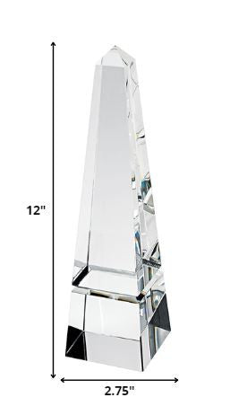 Homeroots 12" Clear Crystal Obelisk Statue  Crystal 376090
