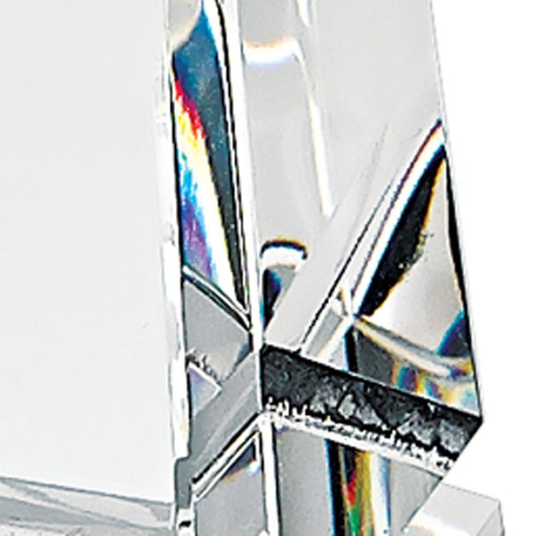 HomeRoots 12" Clear Crystal Obelisk Statue - Handcrafted Optical Crystal Décor for Modern Elegance & Gifts 376090