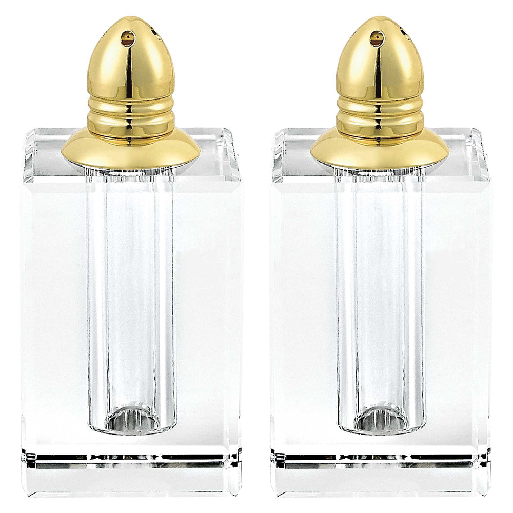 Homeroots Handcrafted Crystal And Gold Salt And Pepper Shakers - Elegant Home Decor For Stylish Entertaining   376094
