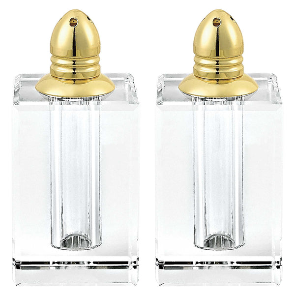 Homeroots Handcrafted Crystal And Gold Salt And Pepper Shakers - Elegant Home Decor For Stylish Entertaining   376094